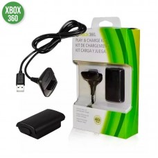 Kit Bateria + Cabo Carregador Controle Xbox 360